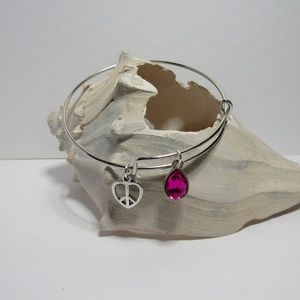Peace Heart Love Adjustable Charm Bracelet Bangle